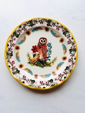 Rare! NWT Anthropologie Nathalie Lete Dessert Plate Owl
